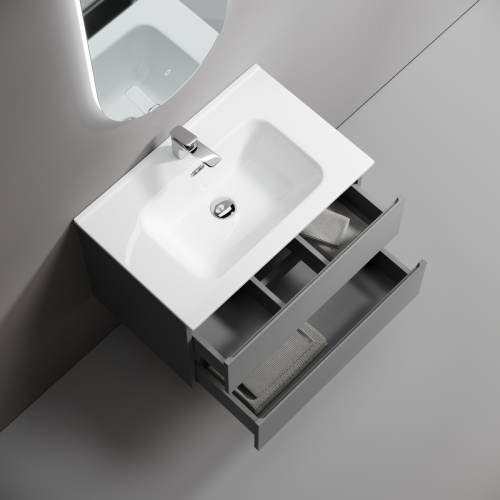 Тумба под раковину Sancos FOLK FL70GS 70х40 подвесная цвет серый - фото 5